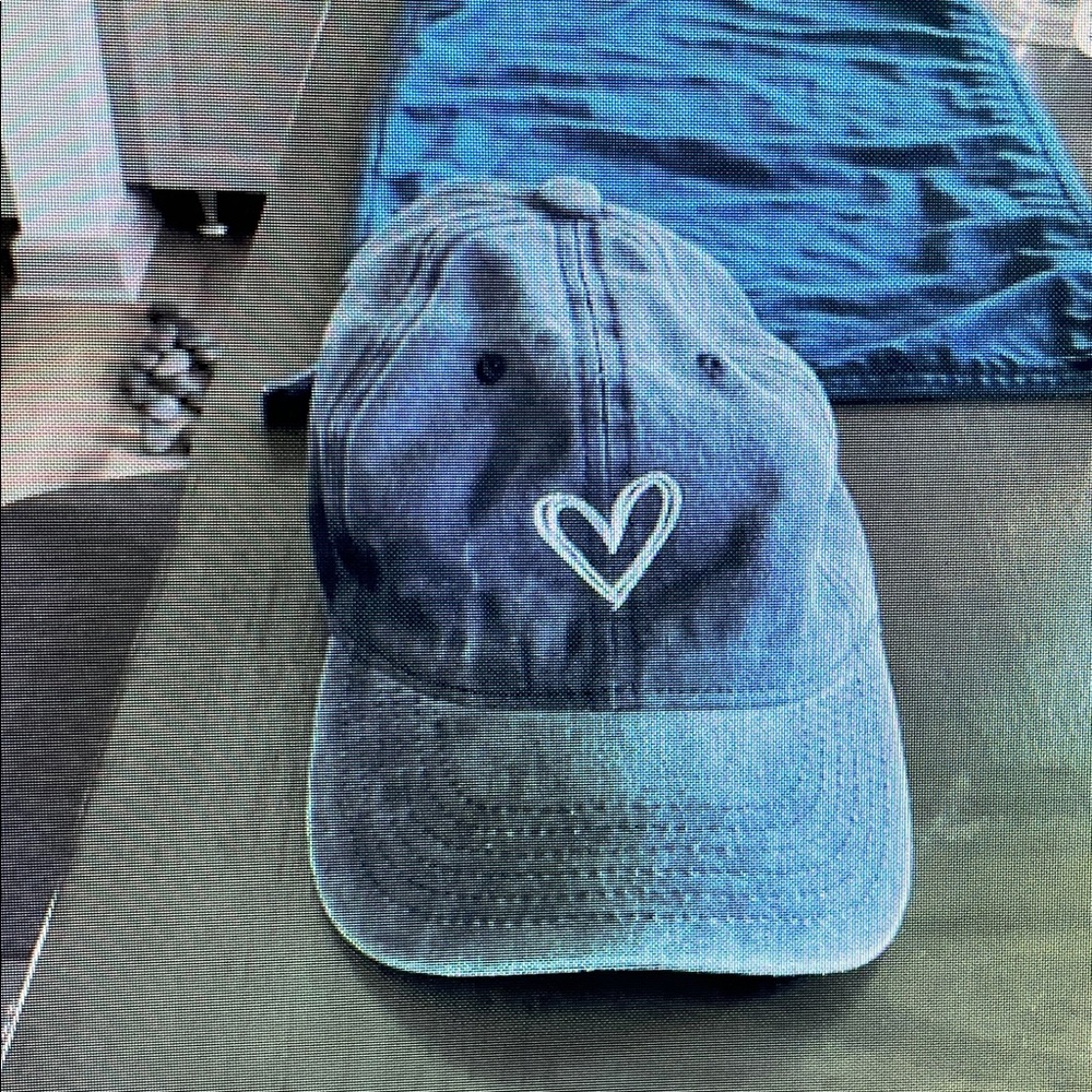 Blue Heart Embroidered Women's Cap